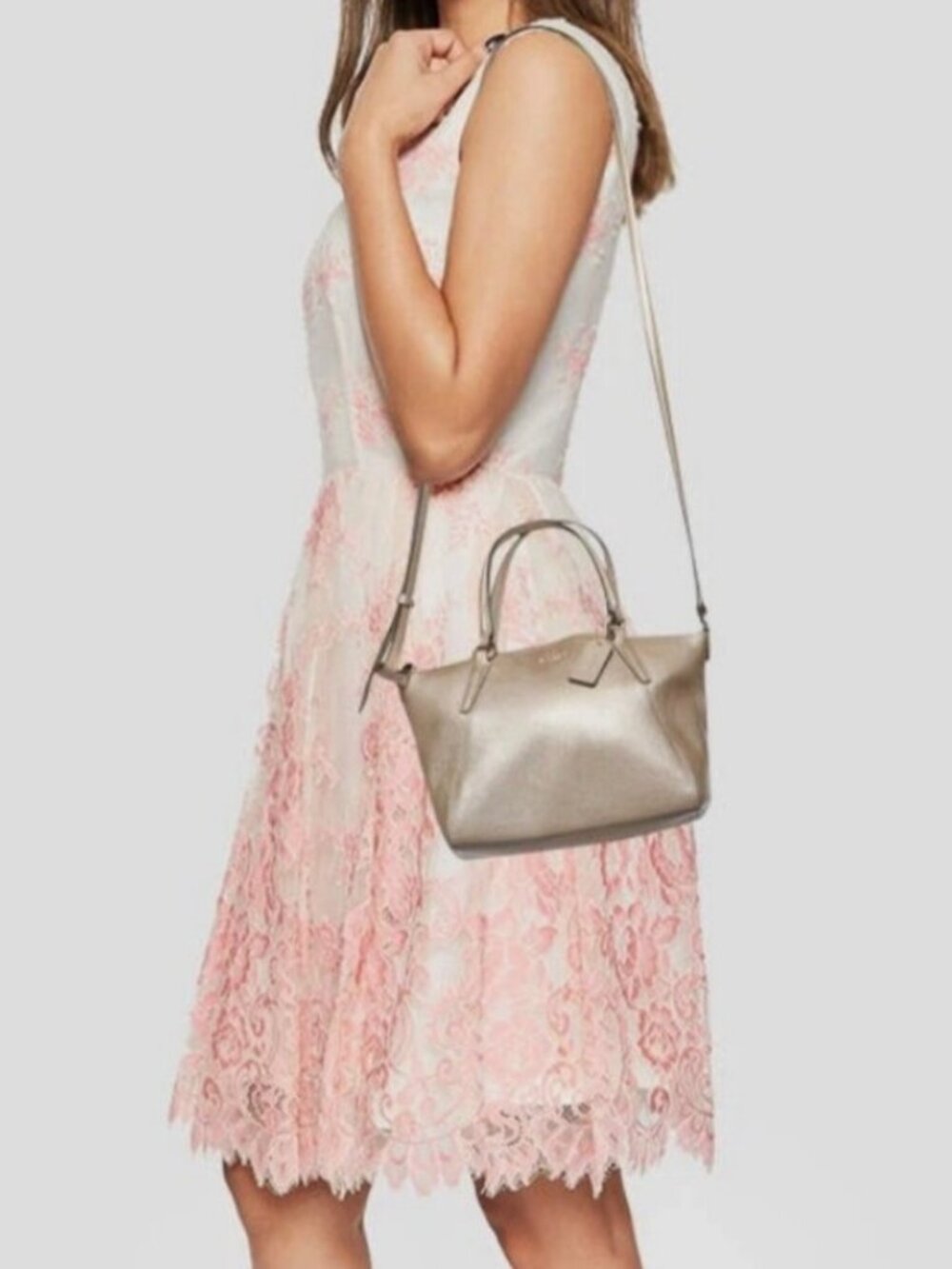 Coach Kelsey Champagne Metallic Leather CB/Shoulder adjustable STRAP ONLY EUC